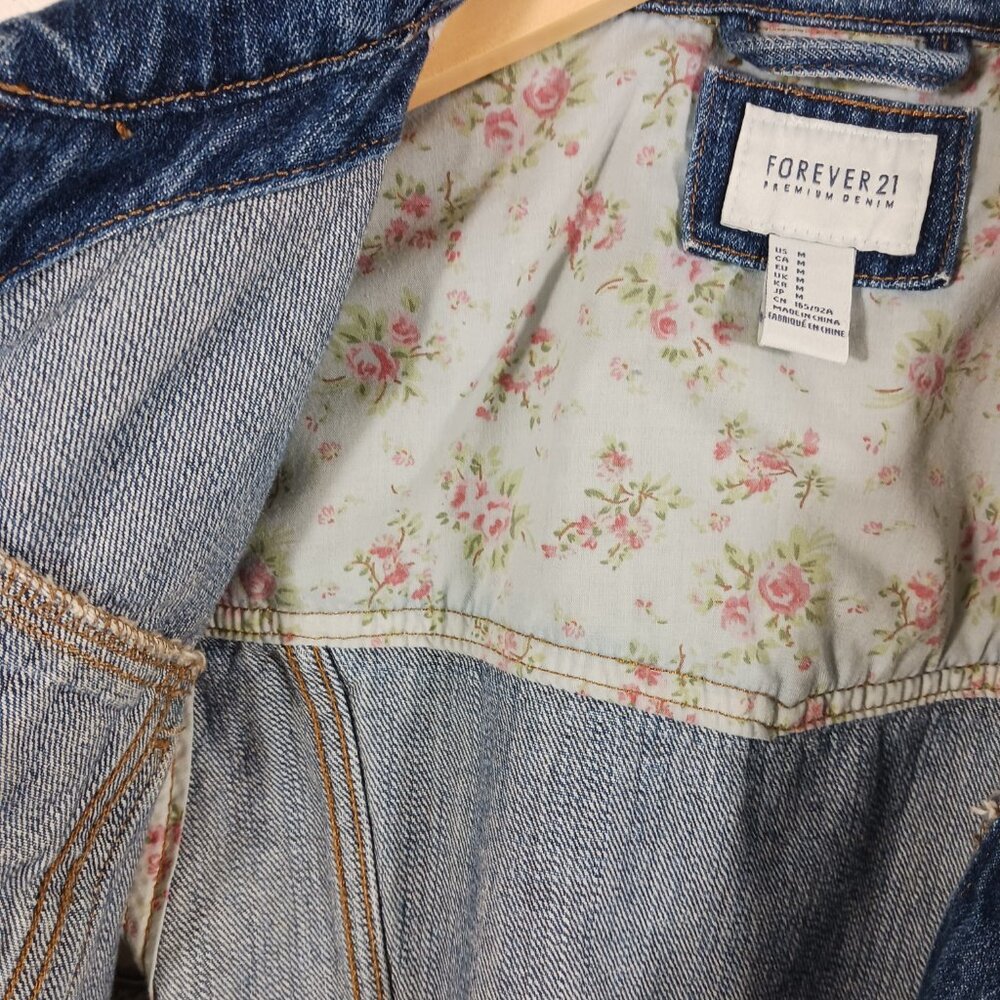 Denim Vest by Forever 21 Distressed Style Size Medium, Coastal Cowgirl, Western - Picture 11 of 16